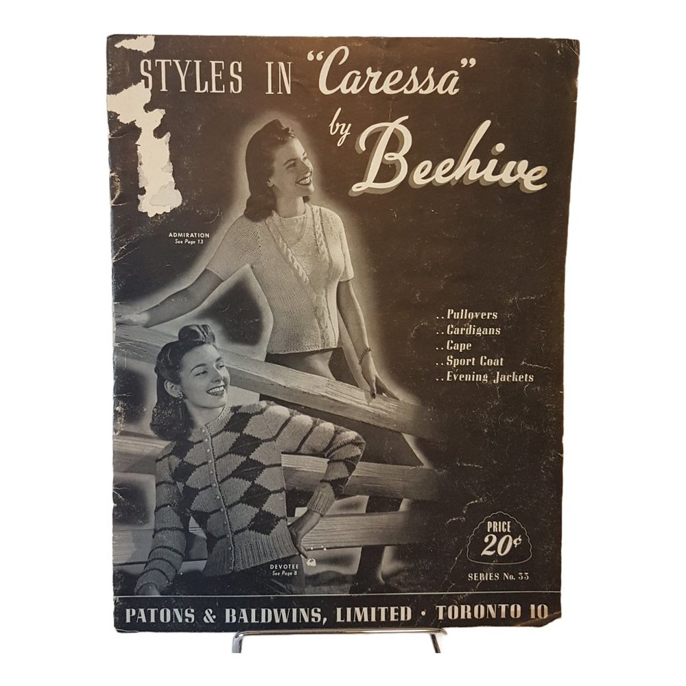 Vintage 1940s BEEHIVE Styles in Caressa No. 55 Knitting Pattern Book Sweaters